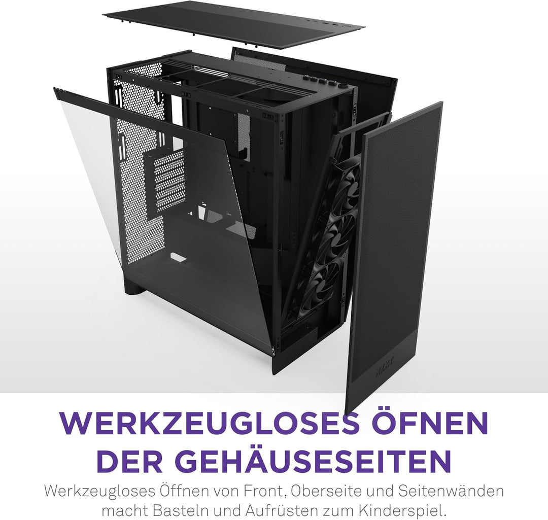 NZXT H7 Flow | Mid-Tower-ATX-Airflow-Gehäuse | Bis zu 3 x 120-mm-Lüfter im Boden zur direkten GPU-Kü