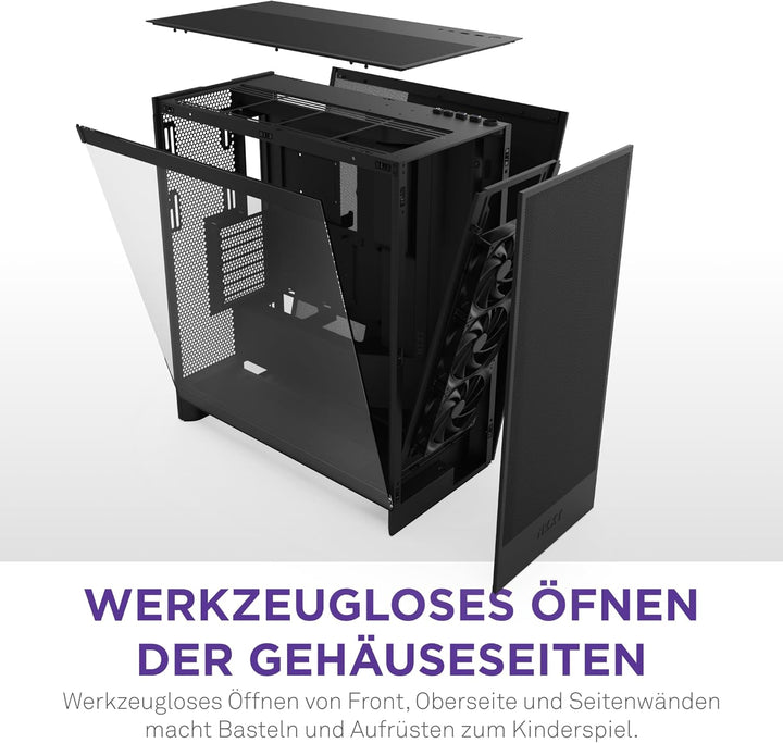 NZXT H7 Flow | Mid-Tower-ATX-Airflow-Gehäuse | Bis zu 3 x 120-mm-Lüfter im Boden zur direkten GPU-Kü