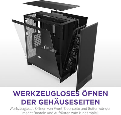 NZXT H7 Flow | Mid-Tower-ATX-Airflow-Gehäuse | Bis zu 3 x 120-mm-Lüfter im Boden zur direkten GPU-Kü