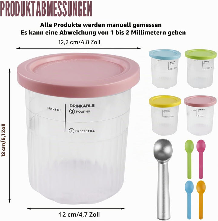 4er-Set Creami Behälter für die Ninja Creami Eismaschine, Creami Deluxe Behälter/Becher für Ninja Ei