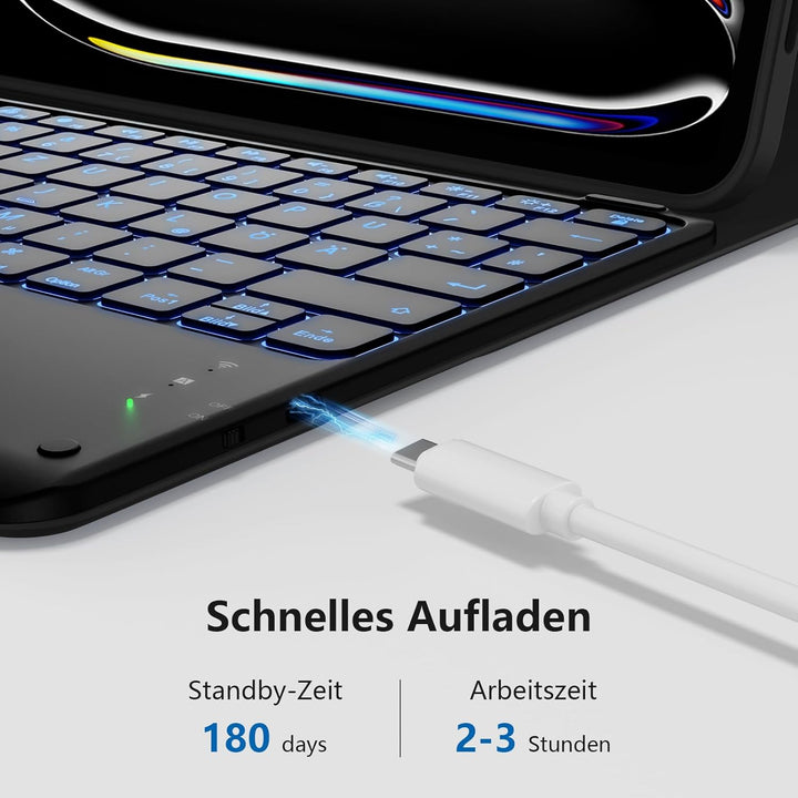 Vobafe Hülle mit Tastatur für iPad Pro 13 Zoll M5/M4 (2025/2024), Multi-Touch Trackpad Hochwertige P