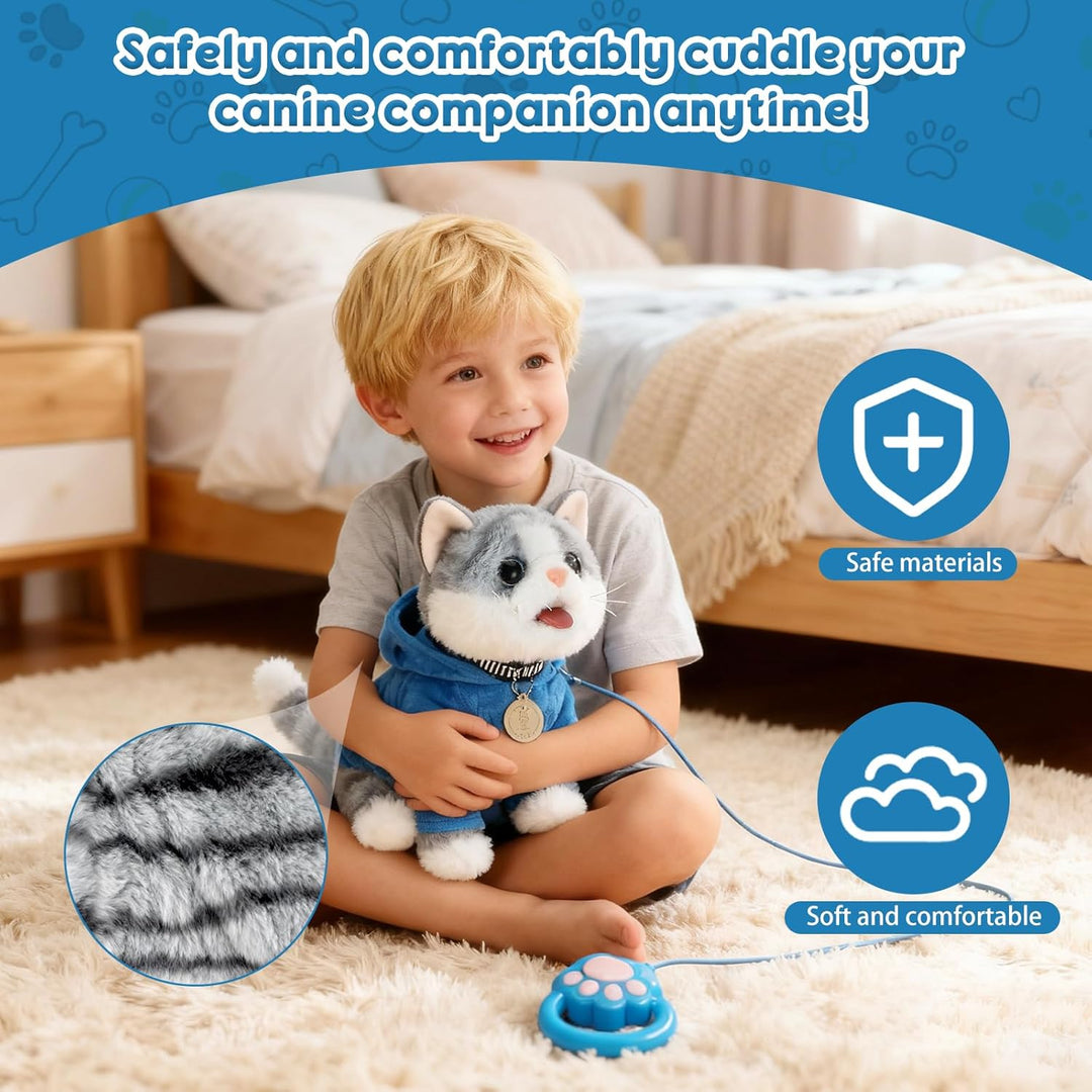 GuKKK Nteraktives Haustier Katze, Spielzeug Katze für Kinder, Katzen Ahre Kuscheltier Spielzeug, mit