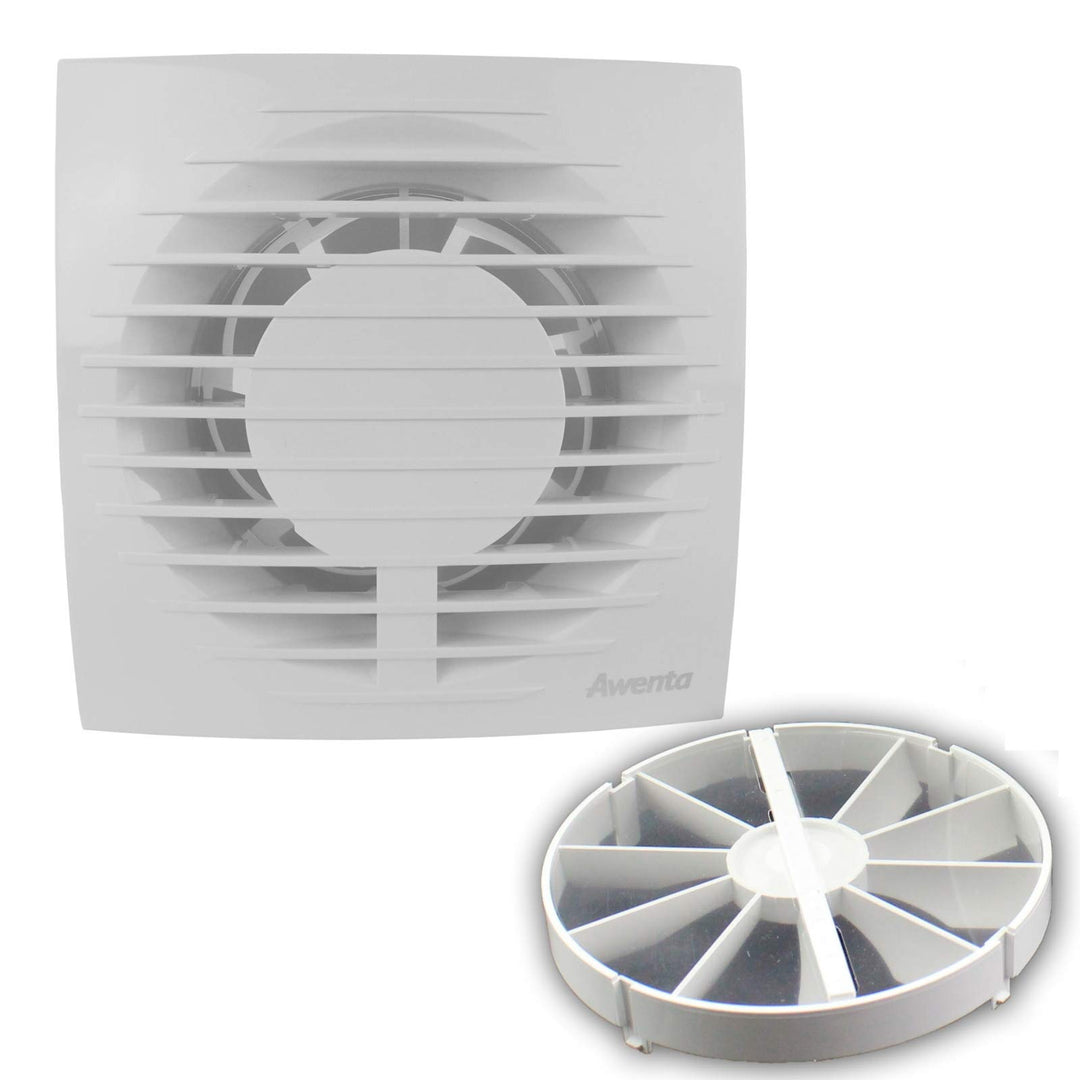 VONLIS Badventilator Badlüfter Lüfter Bad Ventilator Einbautiefe 50 mm kurz Ø 100 mm Feuchtesensor/H
