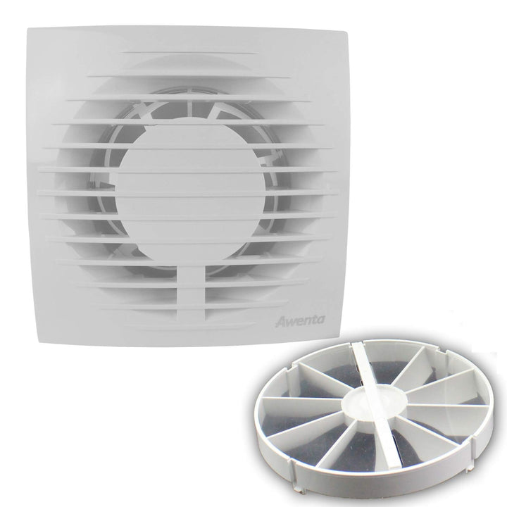 VONLIS Badventilator Badlüfter Lüfter Bad Ventilator Einbautiefe 50 mm kurz Ø 100 mm Feuchtesensor/H