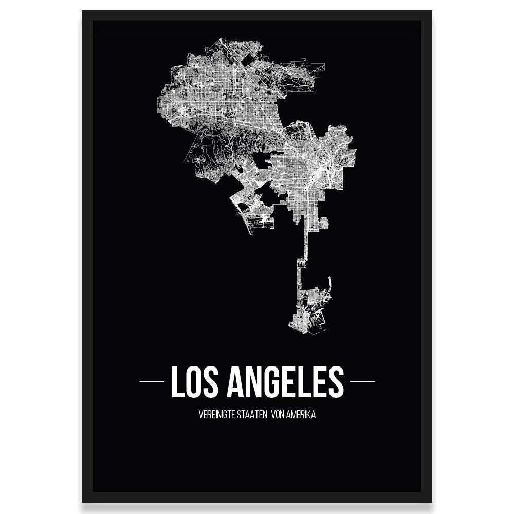 JUNIWORDS Stadtposter, Los Angeles, Wähle eine Grösse, 21 x 30 cm, Poster mit Rahmen, Schrift B, Sch