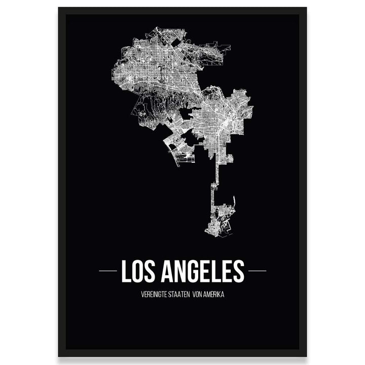 JUNIWORDS Stadtposter, Los Angeles, Wähle eine Grösse, 21 x 30 cm, Poster mit Rahmen, Schrift B, Sch