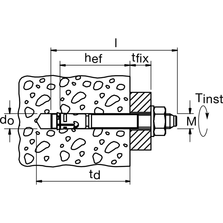 fischer Bolzenanker FAZ II 10 / 160 gvz, Schwerlastanker mit hoher Tragfähigkeit, Ankerbolzen für Be