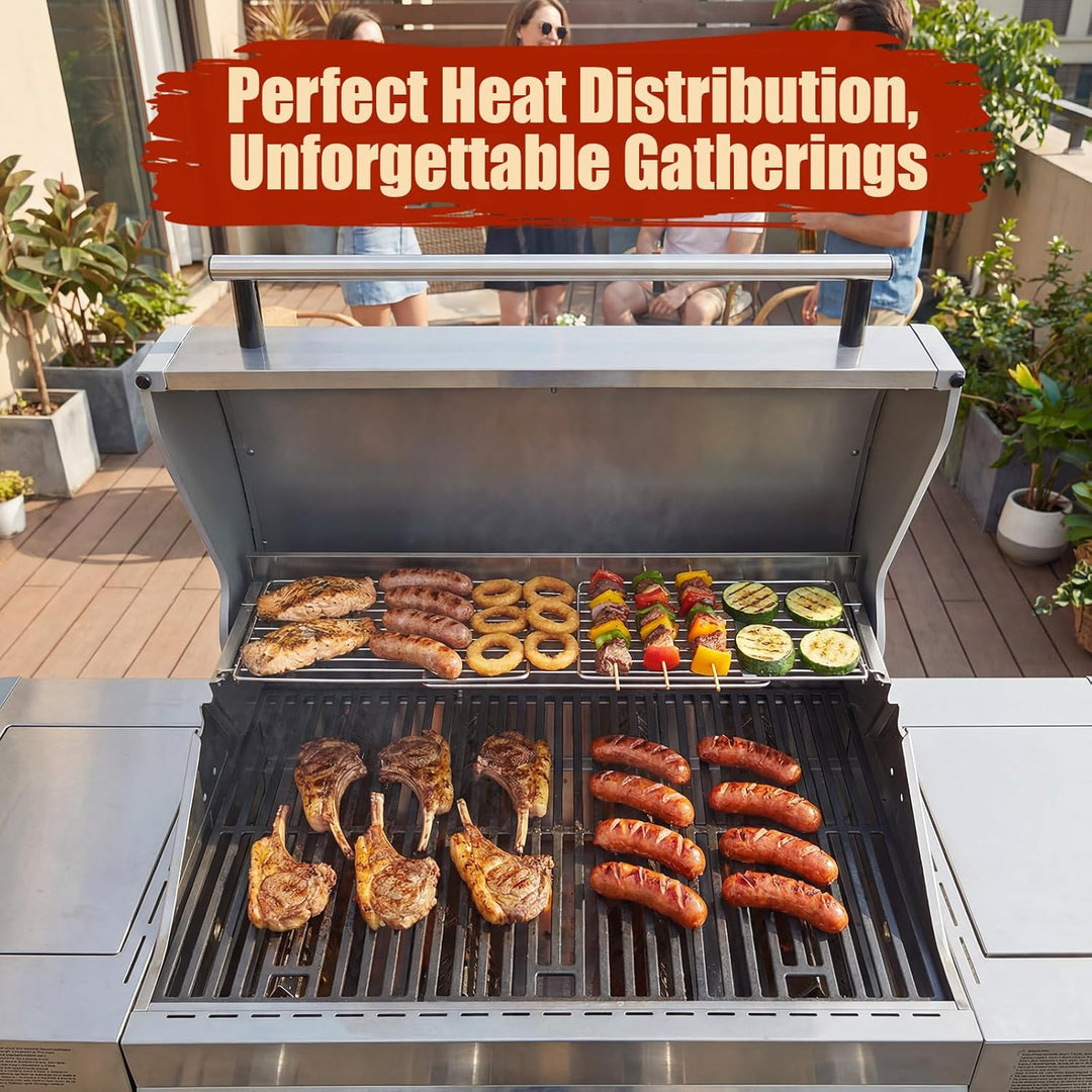 Denmay 40-94cm Universal Edelstahl Warmhalterost für Gas-/Holzpellet-/Grill-/Smoker-Grill, Verstellb