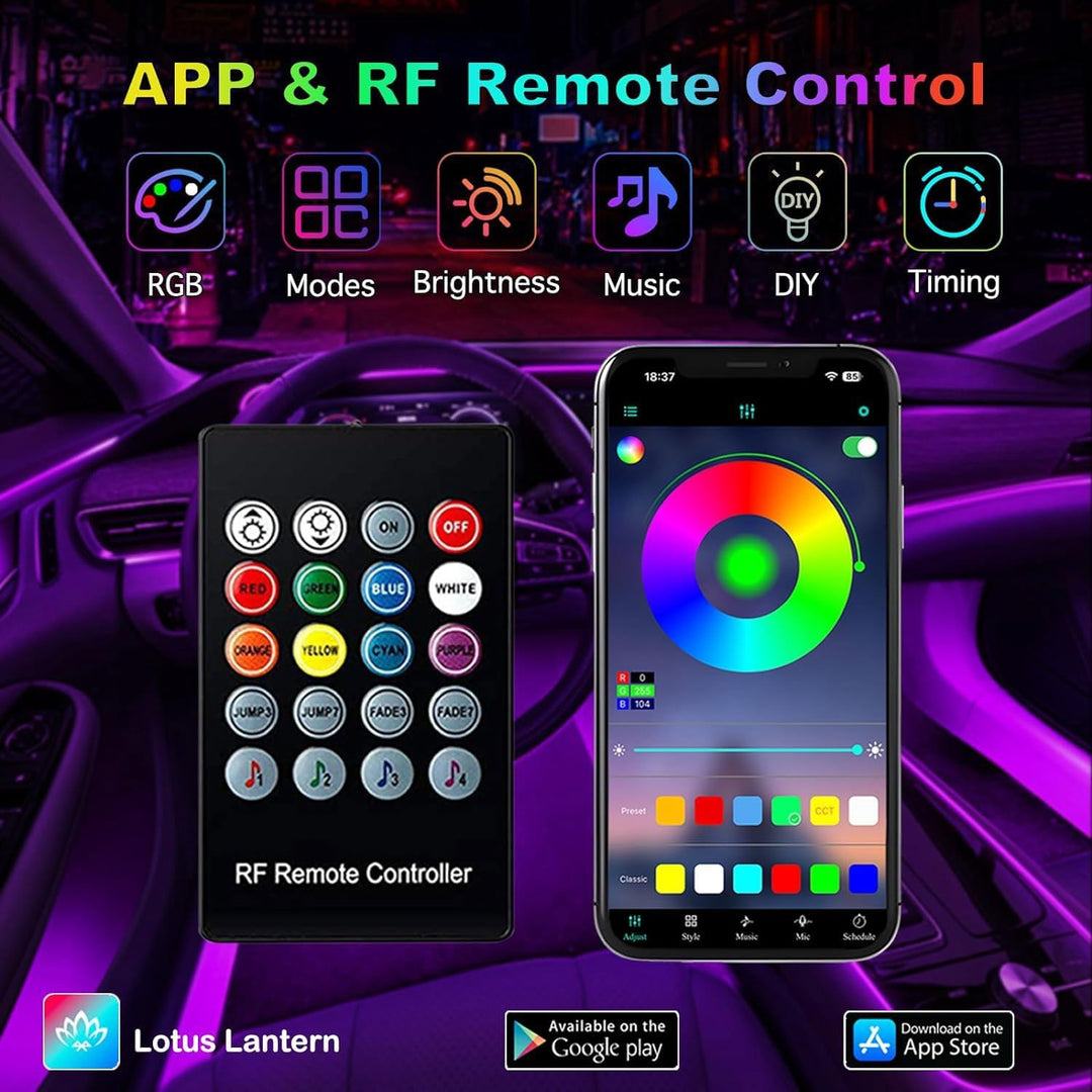 LED Innenbeleuchtung Auto,8M/6 in 1 RGB Auto Innenraumbeleuchtung,12V Led Atmosphäre Licht Auto,App