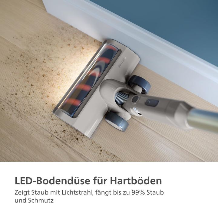 Philips Akku-Staubsauger 2000 Serie. Starke Saugkraft auf Hartböden, 40min Laufzeit, LED-Düse, austa