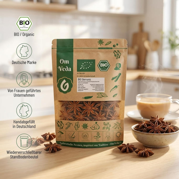 Sternanis BIO Echter Sternanis 200g | ganz mit Bruch | Anissterne | Premium BIO-Qualität zum Kochen