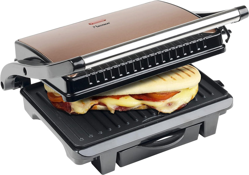 Bestron elektrischer Kontaktgrill mit Auffangschale, Sandwichmaker mit Cool-Touch-Handgriff & Antiha