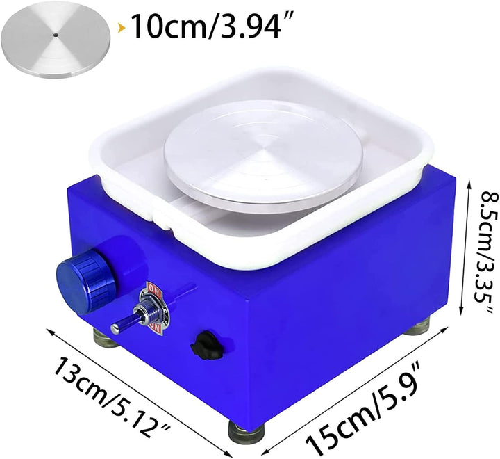 DYOUen Elektrische Töpferscheibe -Tonmaschine Mit 10 cm Drehteller und Abnehmbarem ABS Schallwand Po