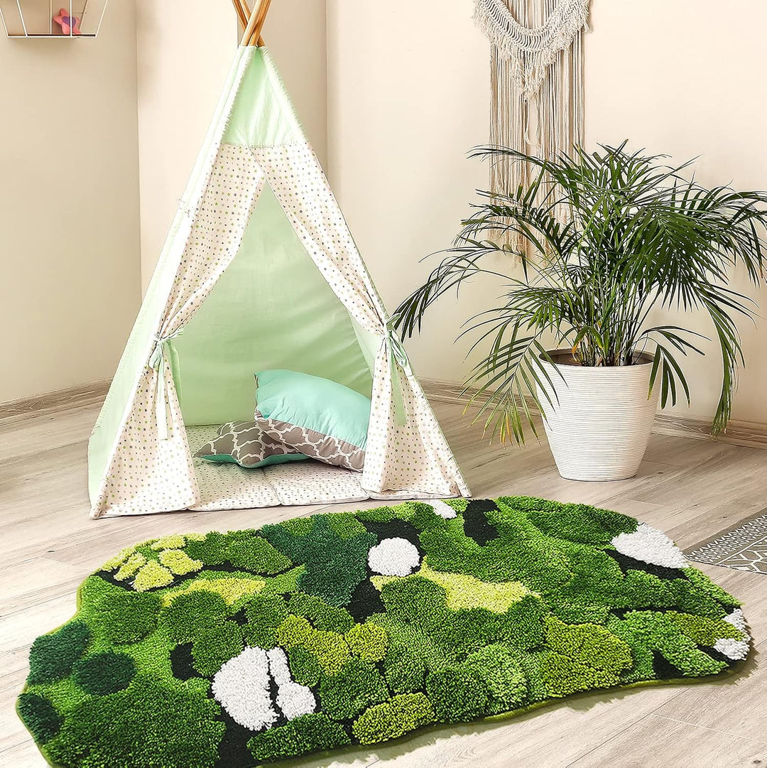 Hifuwan Badezimmerläufer, niedlich, grünes Moos, lang, rechteckig, Boho-Stil, ästhetisch, Blätter, B