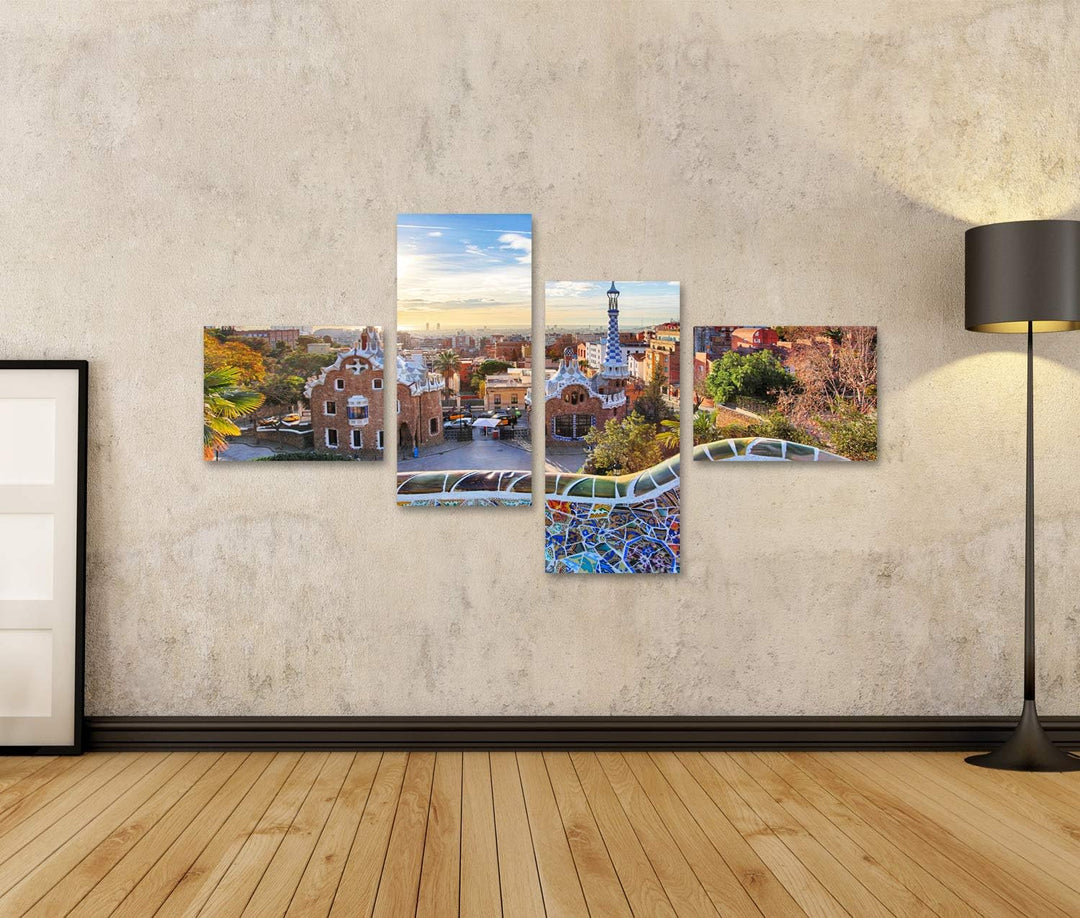 islandburner Bild auf Leinwand Barcelona Park Guell Spanien Sonne Bilder Wandbilder Poster Leinwand