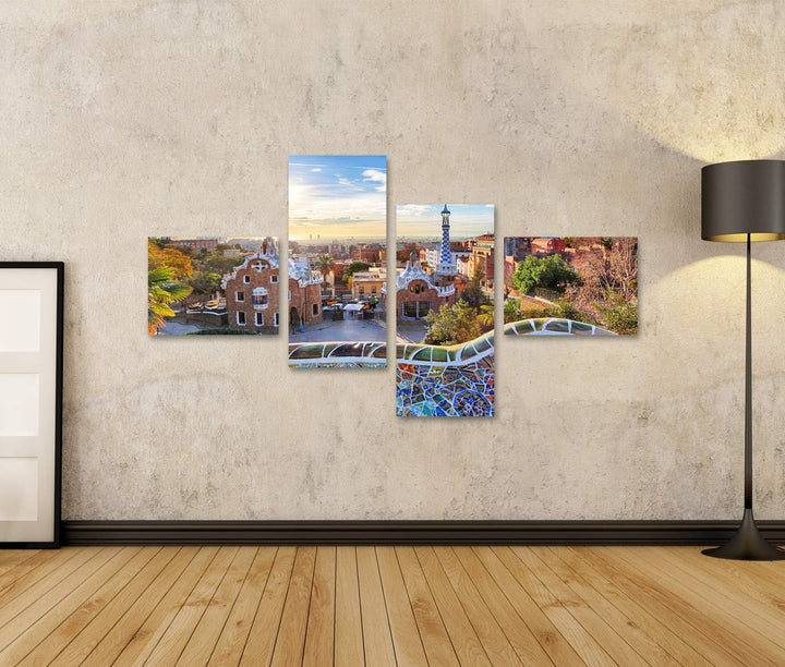 islandburner Bild auf Leinwand Barcelona Park Guell Spanien Sonne Bilder Wandbilder Poster Leinwand