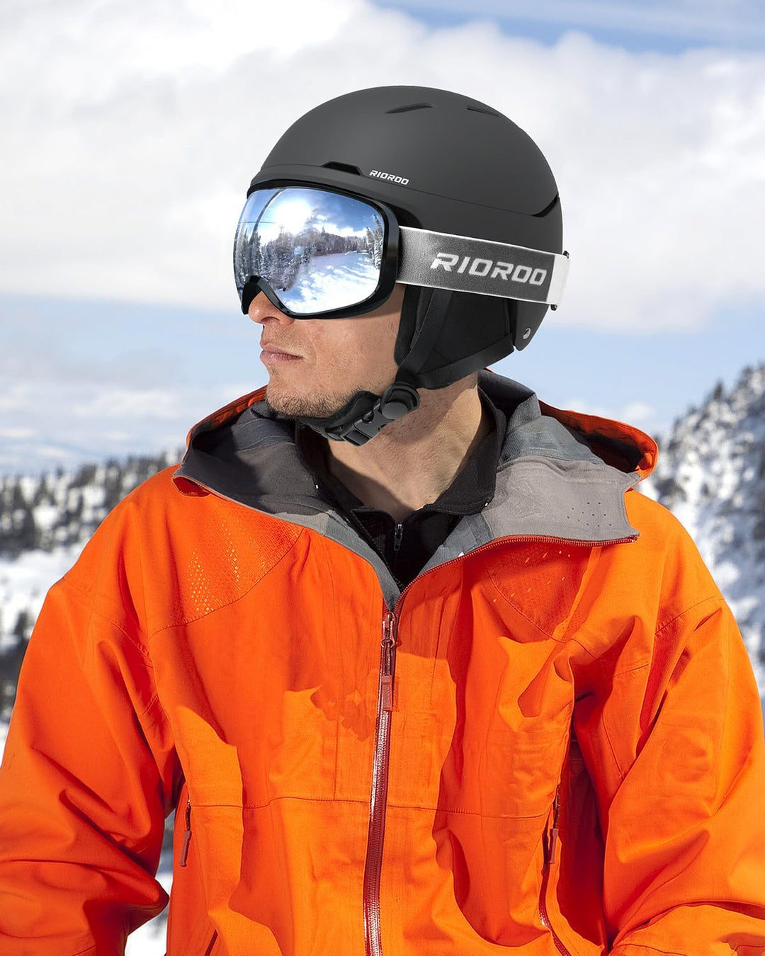 RIOROO Skihelm, Skihelme Herren Damen Jugendliche Grössenverstellbar,Warme Flusen-Ohrpolster Snowboa
