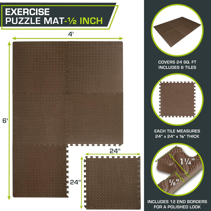 ProsourceFit Puzzlematte 1,2 cm dick – 13,4 m² - 36 Ineinandergreifende EVA Bodenschutzmatten – Bode
