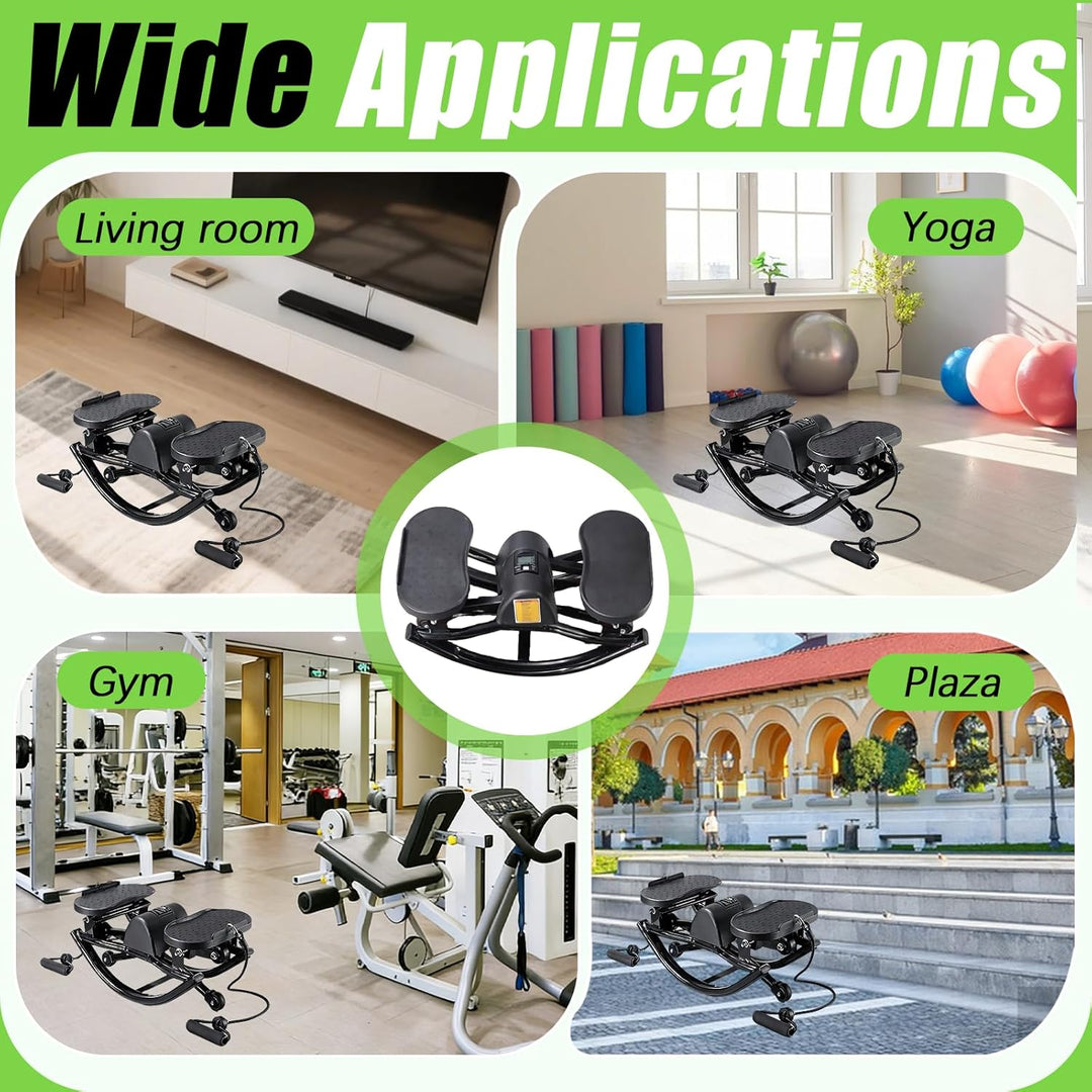 Stepper für Zuhause, Rocking U-Shape Mini Stepper Fitness Leiser Heimtrainer mit LCD-Display mit Wid