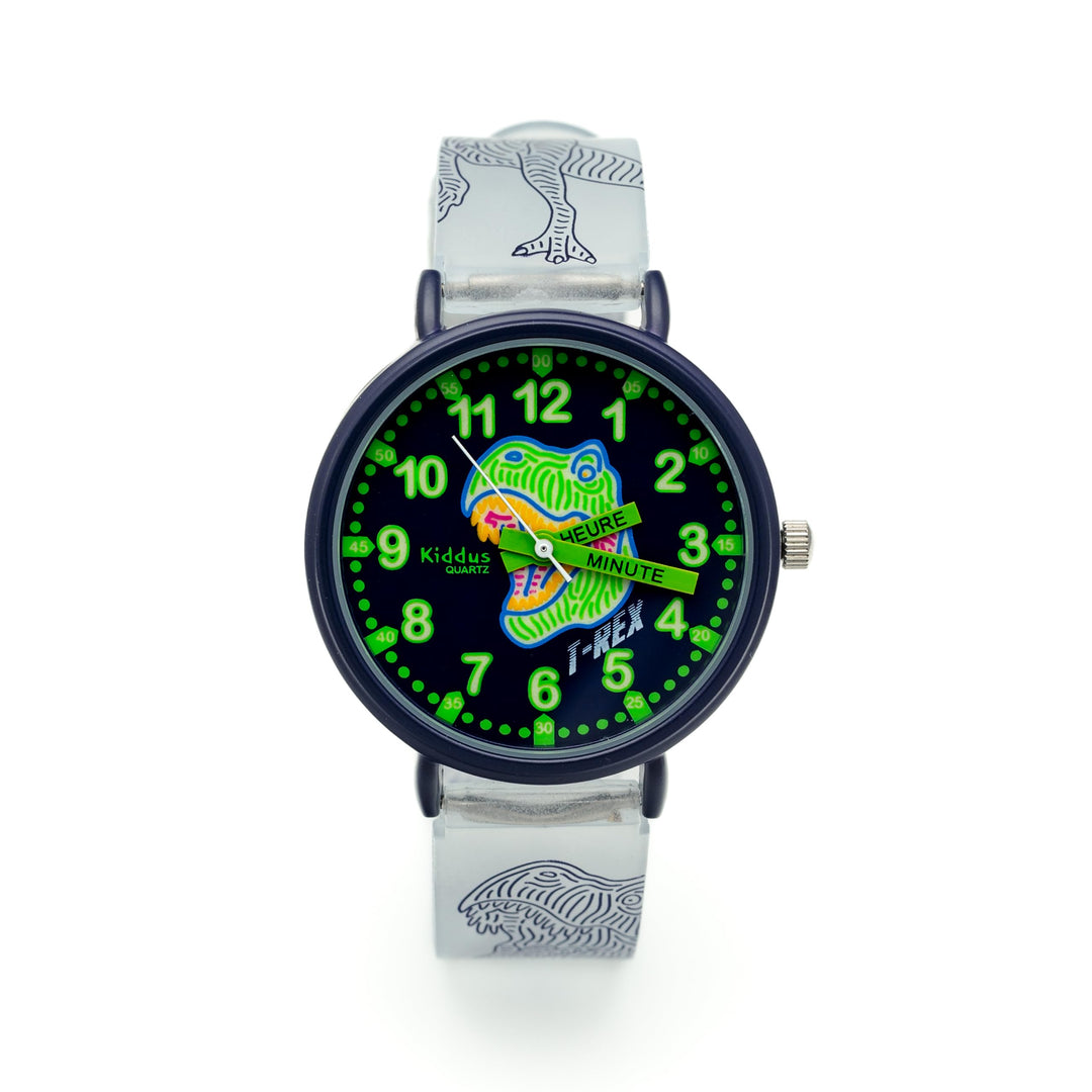 Kiddus Lern Armbanduhr für Kinder, Jungen und Mädchen. Analoge Armbanduhr mit Zeitlernübungen, japan