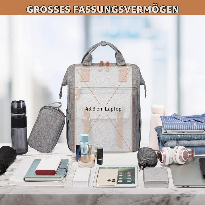 LOVEVOOK Rucksack Damen Gross, 17 Zoll Laptoptasche Schulrucksack Mädchen Teenager Reiserucksack Arb