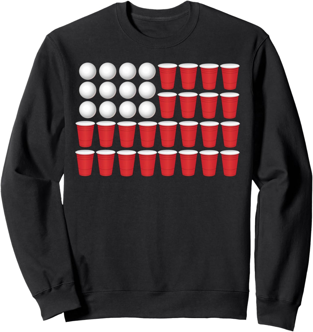 RED DRINKING CUP PONG BALLS FLAG 4. Juli Funny Meme USA Sweatshirt