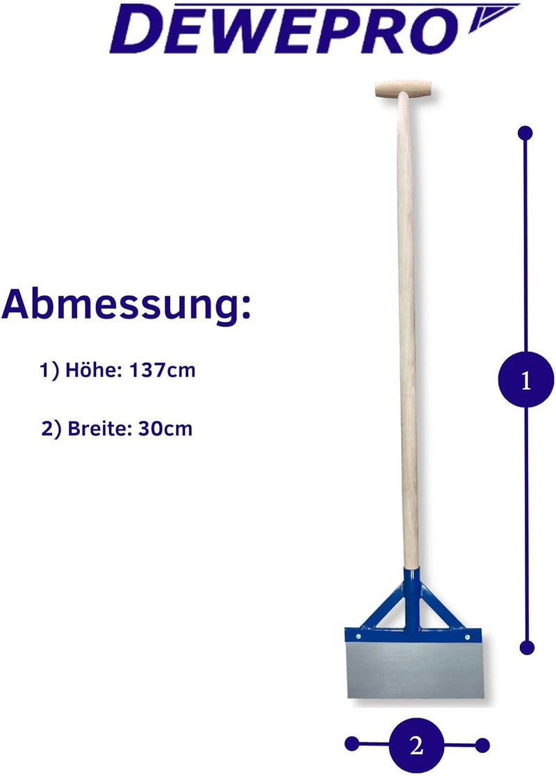 DEWEPRO Stossscharre mit Holzstiel - Schaber - Farbschaber - extra stabil mit Streben und Federstahl