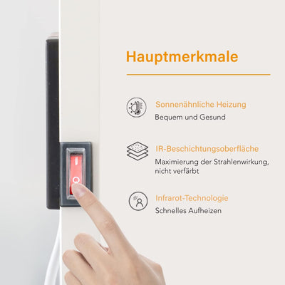 Byecold Infrarotheizung mit Standgerät Standfüsse 300W Infrarot Wandheizung mit Schalter Heizplatte