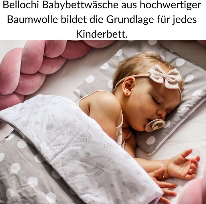 Bellochi Kinderbettwäsche 100x135 aus 100% Baumwolle, Kinderbettdecke 100x135 Set mit Kissen, Kinder