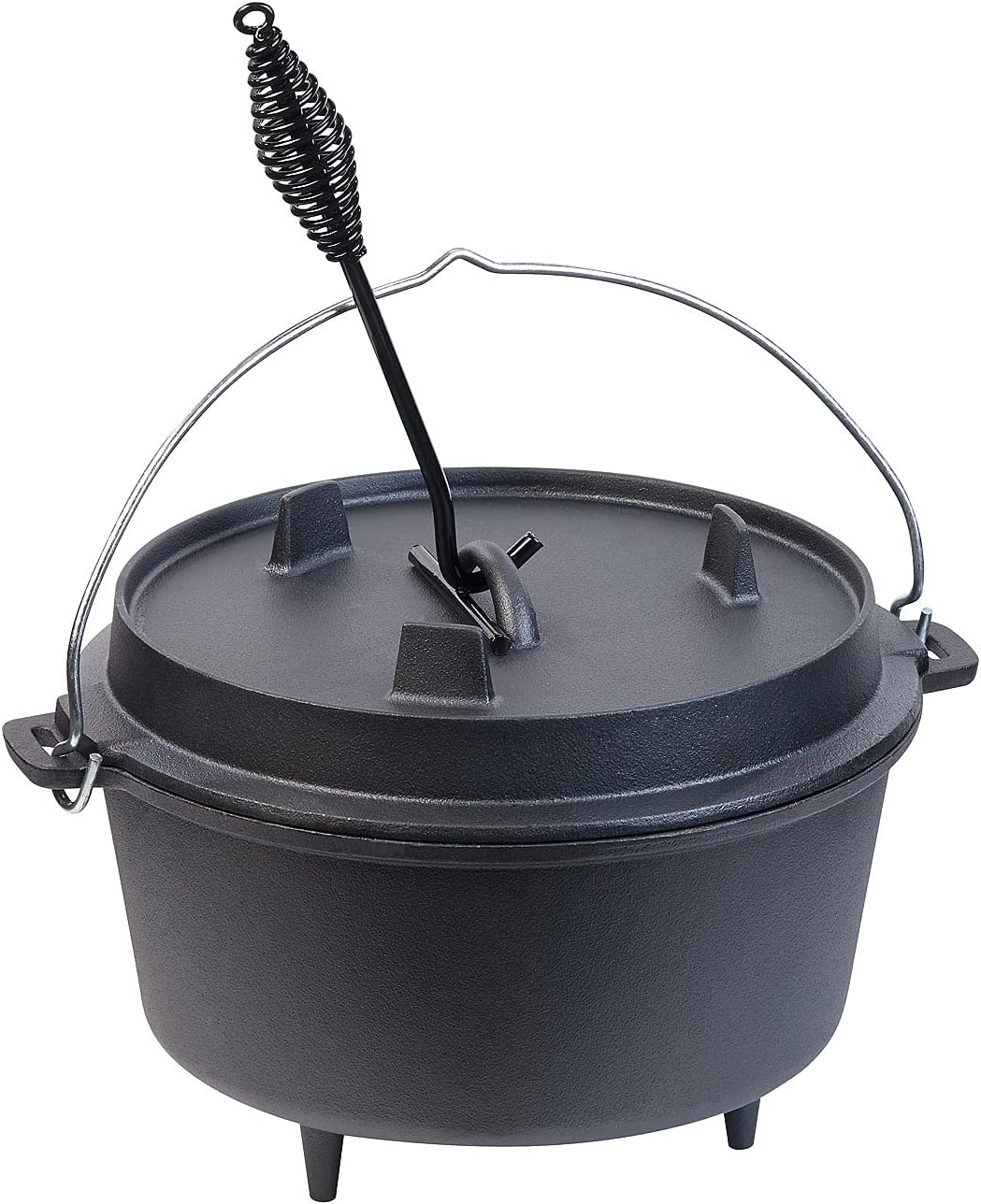 Rosenstein & Söhne Dutch Ofen: Dutch Oven aus Gusseisen mit Standfüssen, 2in1-Deckel & -Pfanne, 9 l