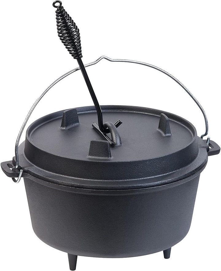 Rosenstein & Söhne Dutch Ofen: Dutch Oven aus Gusseisen mit Standfüssen, 2in1-Deckel & -Pfanne, 9 l