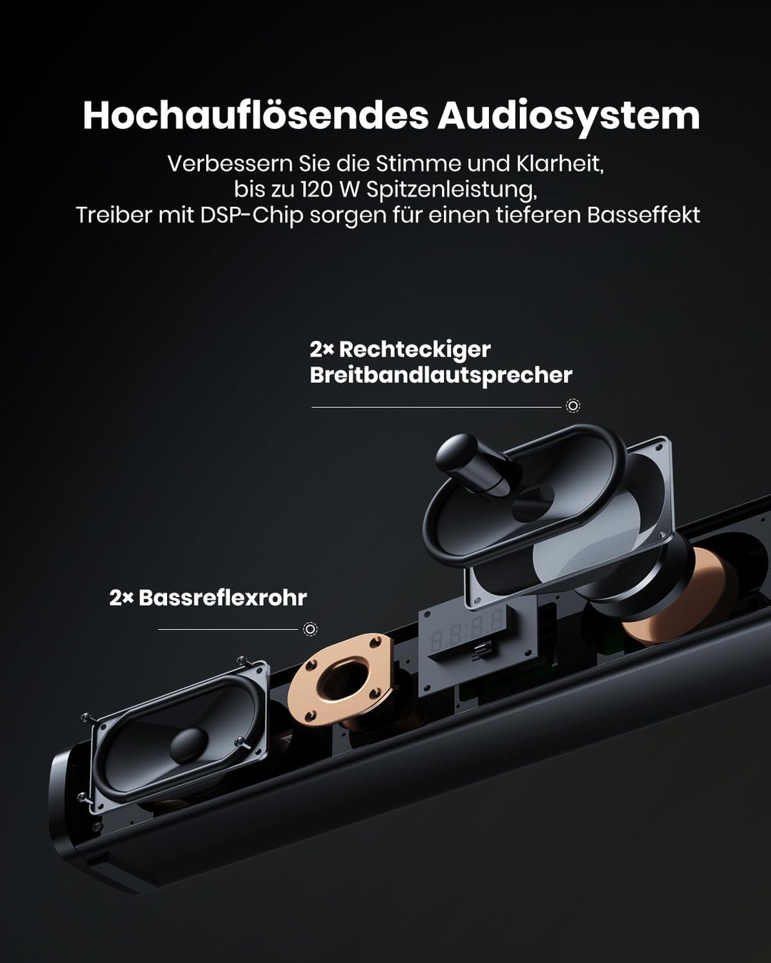 Soundbar für TV mit Subwoofer, PC, Gaming, 2.1 CH MEVOSTO 2025, verbesserte TV-Soundbar, tiefer Bass