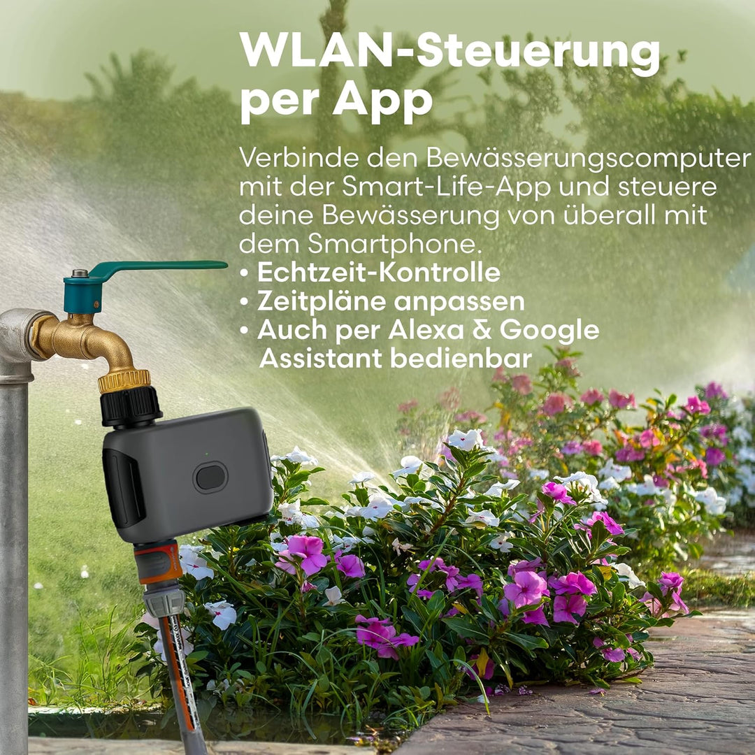 rainfactory Bewässerungscomputer WLAN mit Messinganschluss, Smart Water Timer, APP Steuerung, Alexa