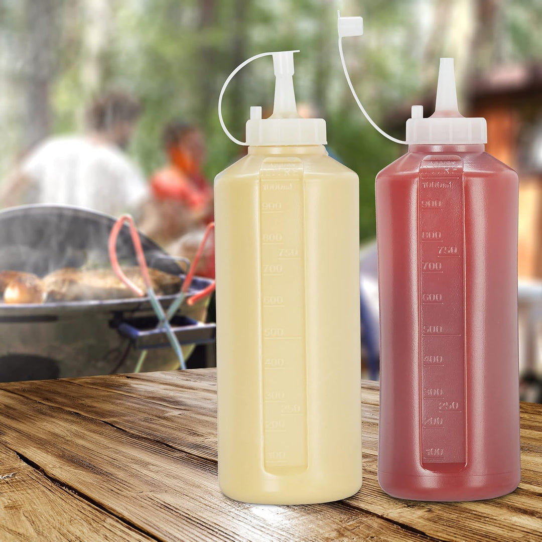 Relaxdays 8 x Quetschflasche, 1000 ml, für Saucen, Spritzflasche zum Befüllen, Squeeze Flasche, Kuns