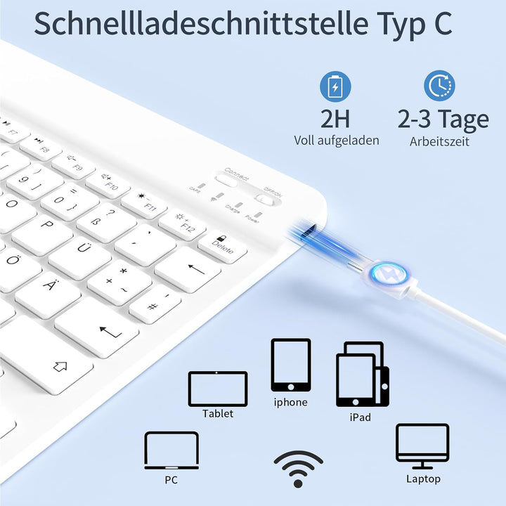 Tastatur Hülle für iPad 9. Generation 10,2 Zoll mit Stifthalter, Magnetisch Bluetooth Abnehmbarer Ta