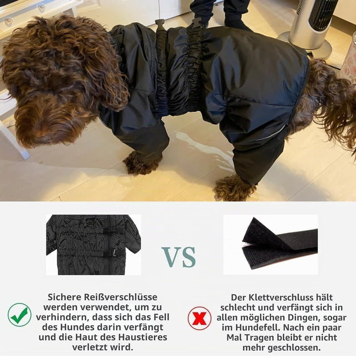 MOREZI Hunderegenmantel, hoher Kragen wasserdicht, Regenmantel-Set mit Reflexstreifen und Reissversc