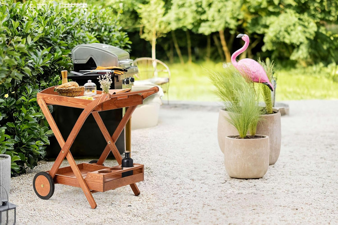 konsimo Servierwagen ARVICOLA Teakholz | Teak - Dinett - Kaffee - Teewagen - Butler - Gartentisch -