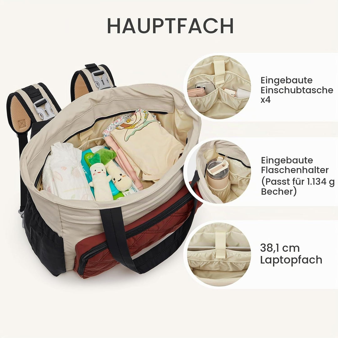 G4Free Packbare Sling-Tragetasche Wickeltasche Beige &amp; Braun &amp; Schwarz, Beige &amp; Braun &amp; Schwarz