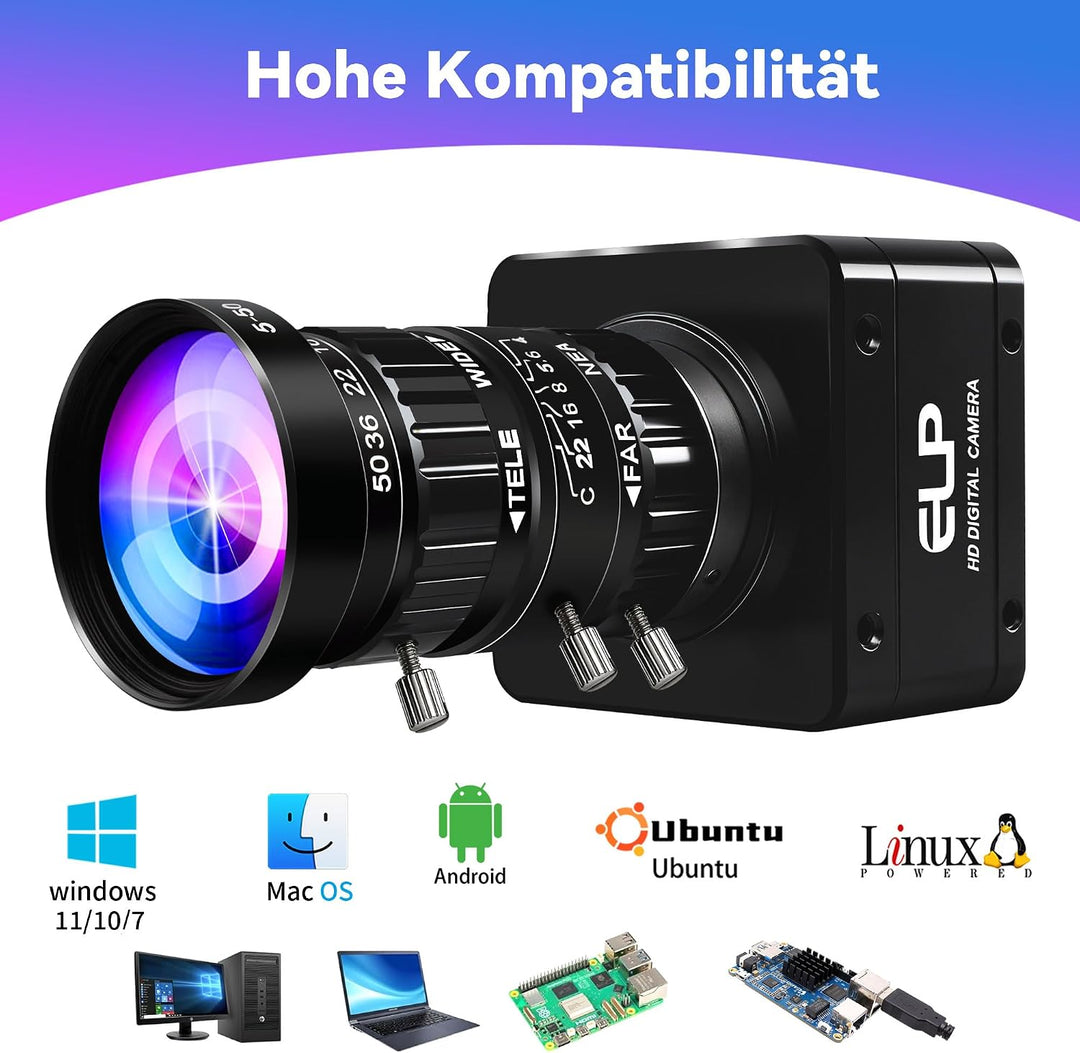 G High Speed USB Zoom Kamera, 1080P/230fps, 4K/60fps, 12MP/30fps, USB3.0/2.0 Manueller Fokus Lightbu