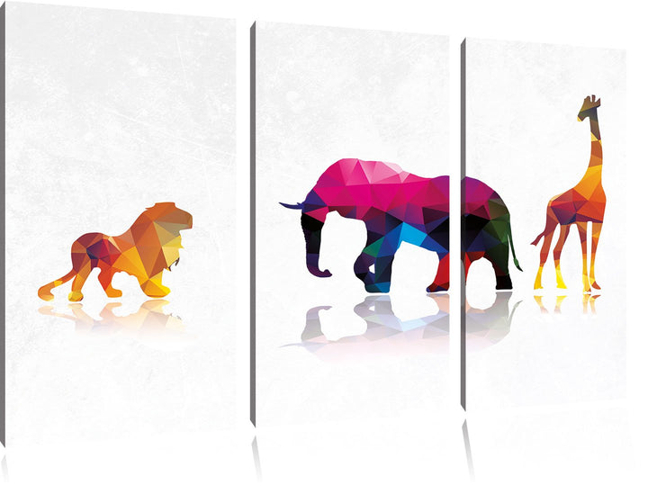 Pixxprint Tiere der Savanne als Leinwandbild/Grösse: 3 Teilig (120x80) cm/Wandbild/Kunstdruck/fertig