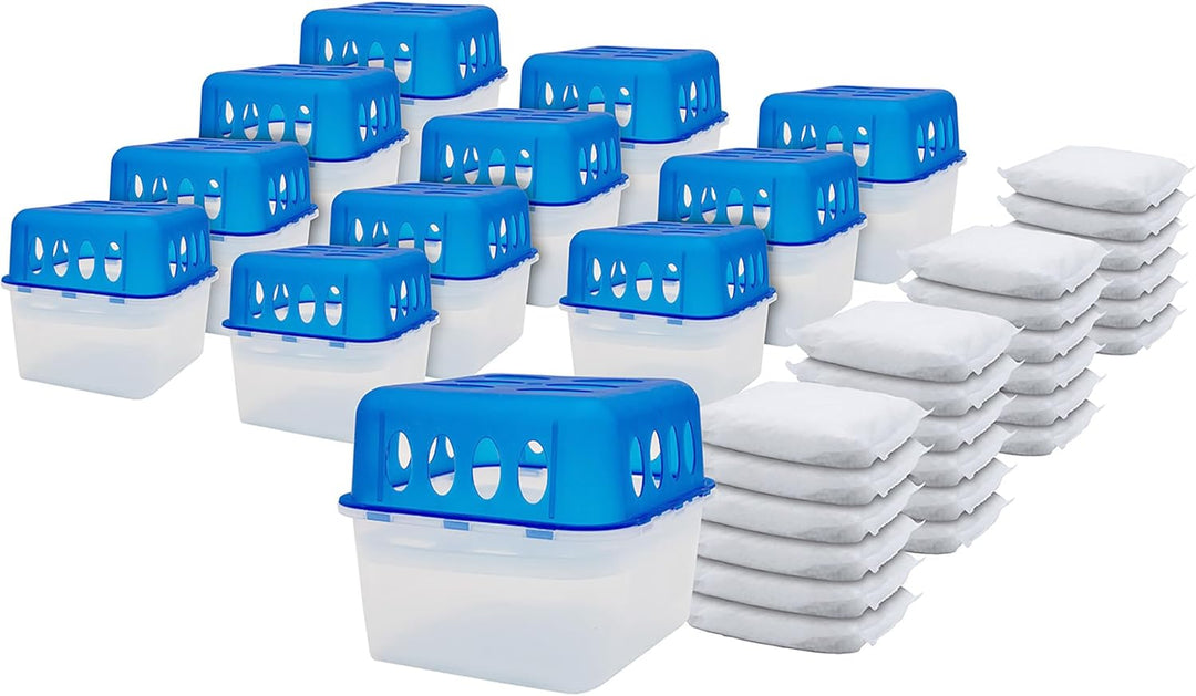 12x Ultra Fresh Luftentfeuchter Granulat Box mit 24x 400g Nachfüllbeutel - Raumentfeuchter mit Auffa