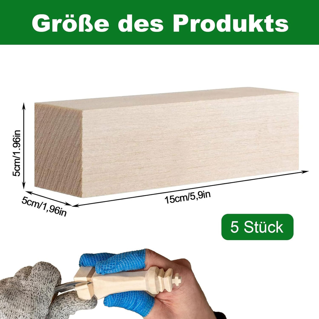 Schnitzholz, 5 Stück Lindenholz Holzblöcke zum Schnitzen, 15 x 5 x 5cm Schnitzen Holzblöcke Unbehand