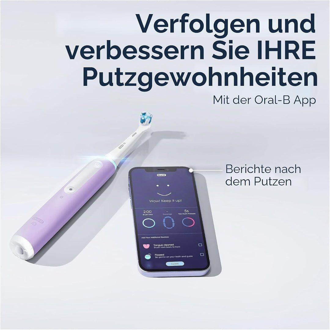 Oral-B iO 4N Elektrische Zahnbürste, Lavendel, mit Bluetooth, 1 Bürste, 1 Reiseetui