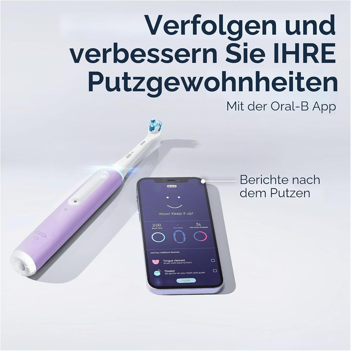 Oral-B iO 4N Elektrische Zahnbürste, Lavendel, mit Bluetooth, 1 Bürste, 1 Reiseetui