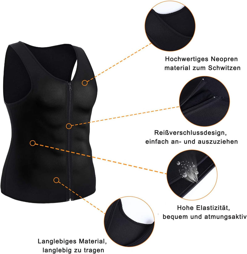 Bingrong Herren Fitness Shape Shirt Figur formend Training Achselshirts Weste Sauna Schwitzeffekt Ta