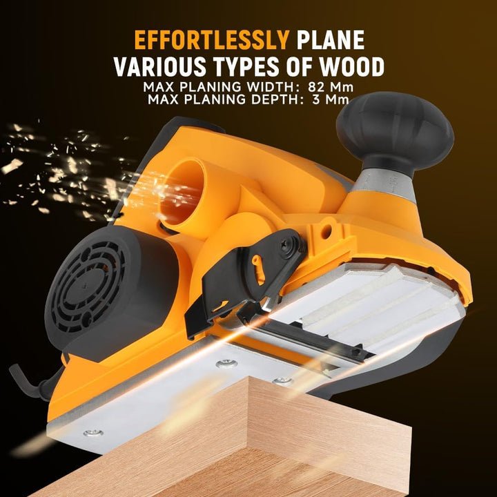 Hoteche 900W Elektrohobel 82 * 3mm - 16000rpm, 65mn Klingen, VDE Stecker, Aluminiumplatte, inklusive