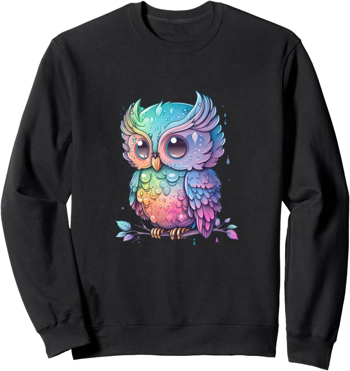 Bunte Eule mit grossen Augen Sweatshirt