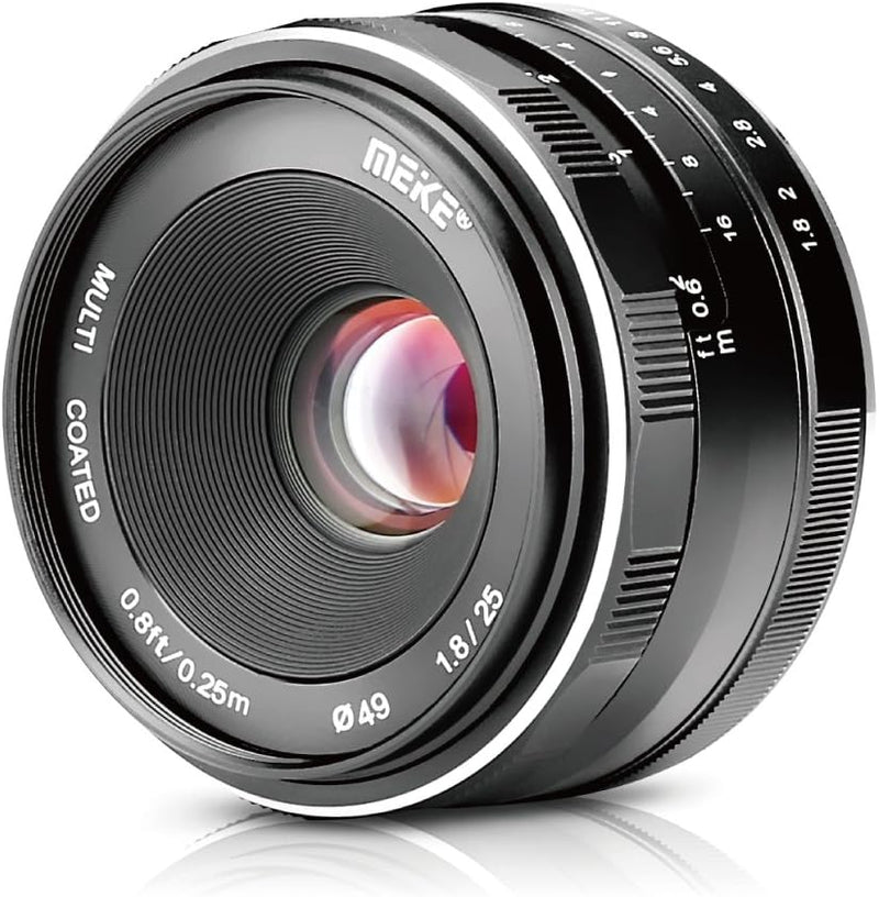 Meike 25mm F1.8 APS-C grosse Blende Weitwinkelobjektiv Manueller Fokusobjektiv Kompatibel mit Sony E
