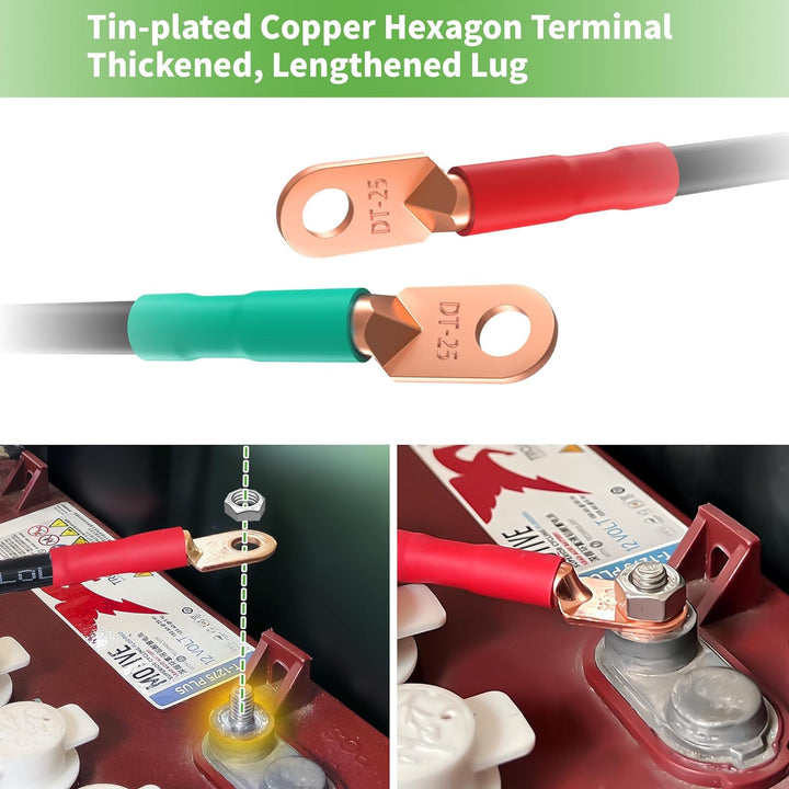 10L0L Golf Cart 4 Gauge Batteriekabel (Satz von 3)- Passend für 12-Volt Club Car Precedent (2004-200