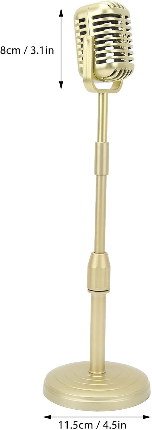 Fockety Fake Vintage Requisitenmikrofon mit Fuss, tragbar, ABS Retro Mic, klassischer Retro-Stil, an